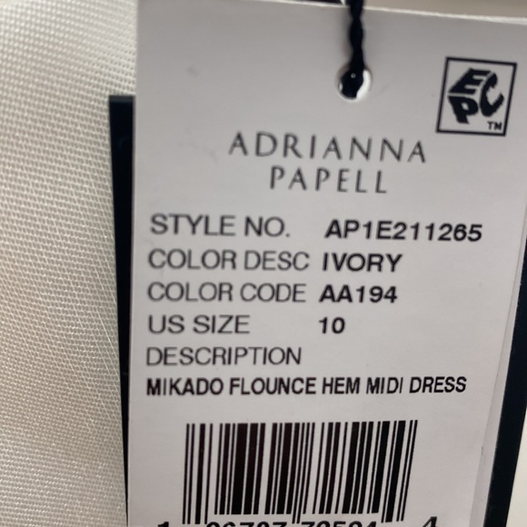Adrianna Papell Mikado Flounce Hem Midi NWT Size 10 - Picture 6 of 6